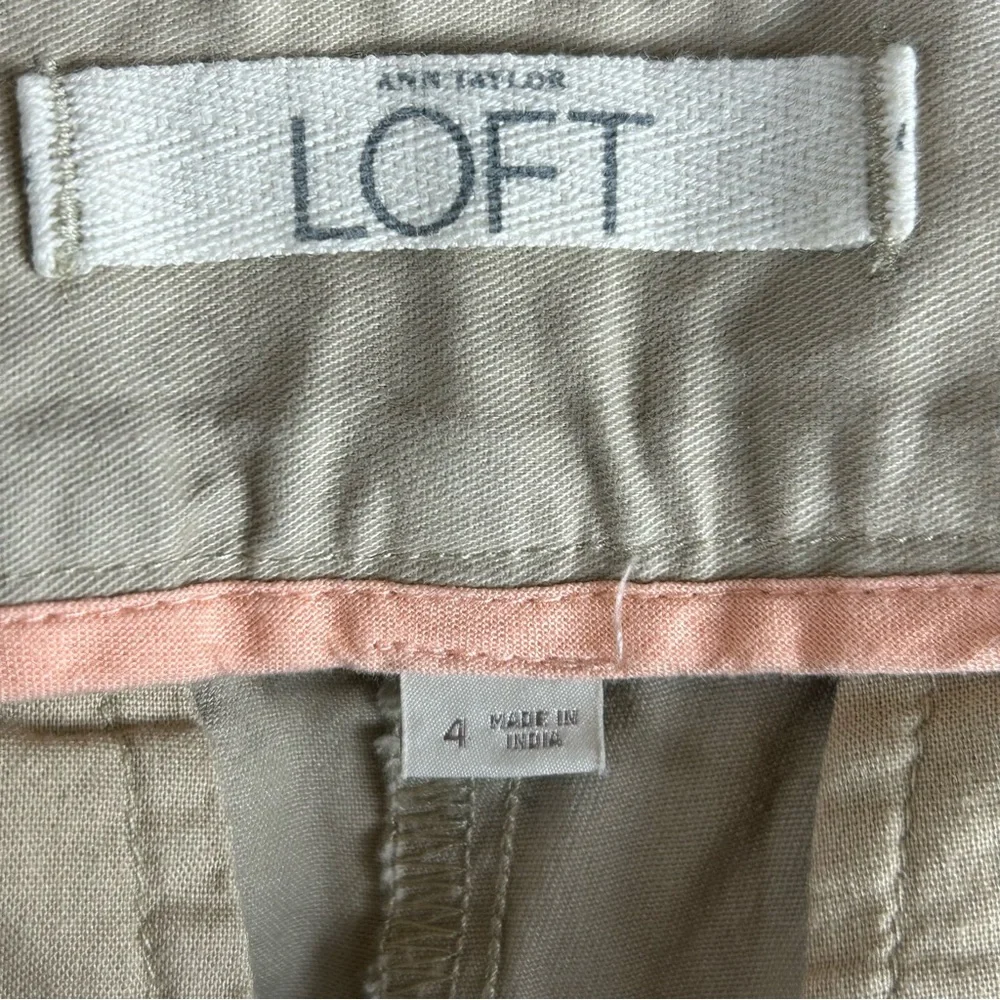 Ann Taylor Loft Chino Shorts Womens 4 Beige Flat Front Pockets Preppy Classic‎